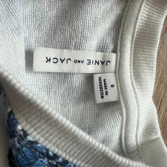 Janie and Jack Floral Ruffle Sweatshirt in Blue Reef Floral size 6 - Picture 6 of 7